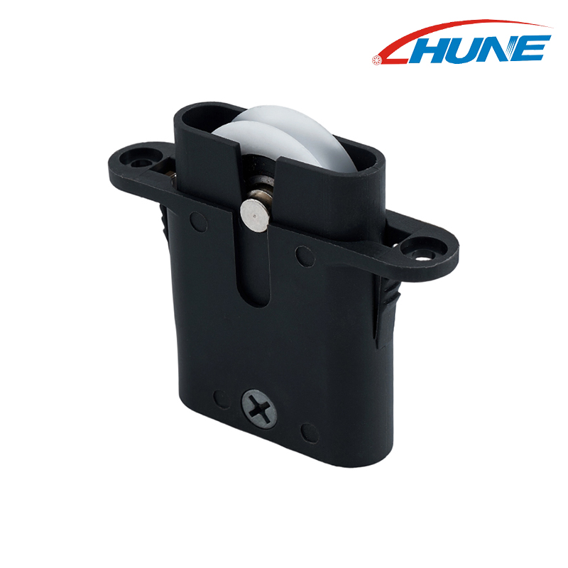 Furniture Hardware Accessories Black Plastic Housing Nylon Wheel Adjustable Sliding Wardrobe Roller