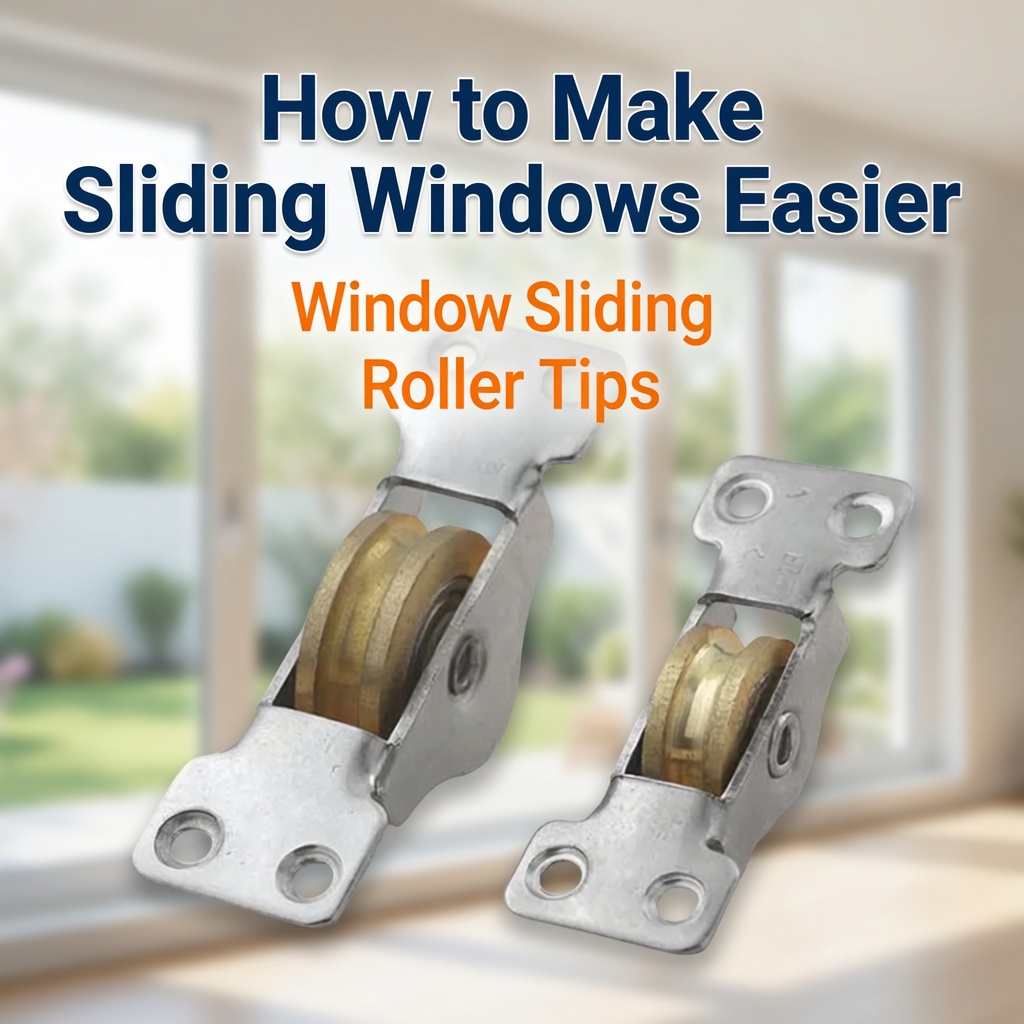 Two metal sliding window rollers with brass wheels showing how to make sliding windows slide easier - roller replacement tips