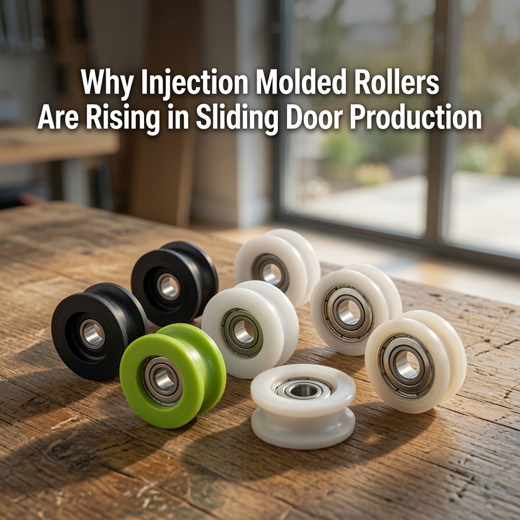 Injection molded roller wheels with ball bearings in three colors