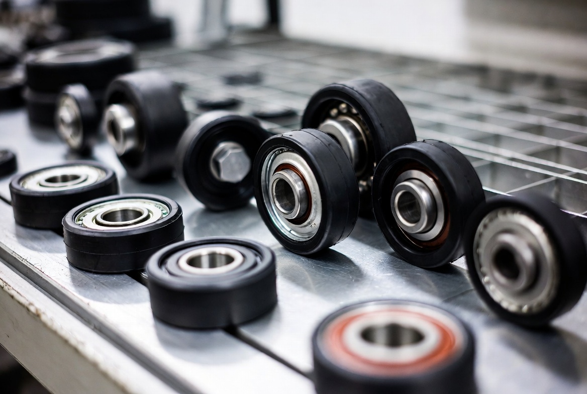 RubberCoatedRollerBearingClose-upProductPhoto8-19 Rubber Coated Roller Bearing Close-up