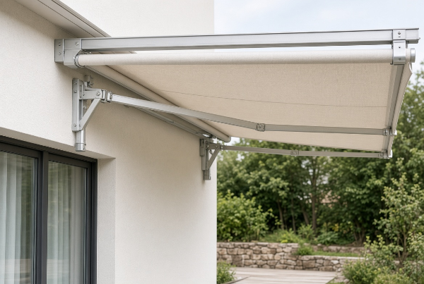 Retractableoutdoorawningoveragardenpatio9-9 Retractable outdoor awning over a garden patio