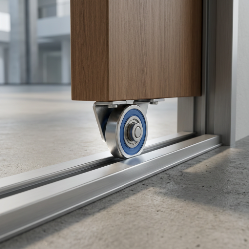 TheSoundUsuallyStartsWithAChangeInContact9-25 Nylon Roller Wheel Mounted on Sliding Wood Door Bottom Track