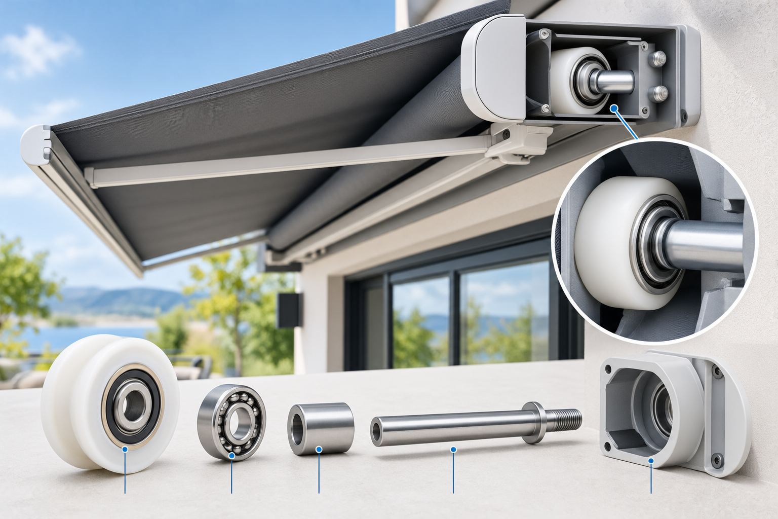 AwningRollerBearingInstallationComponents10-7 Awning Roller Bearing Installation Components