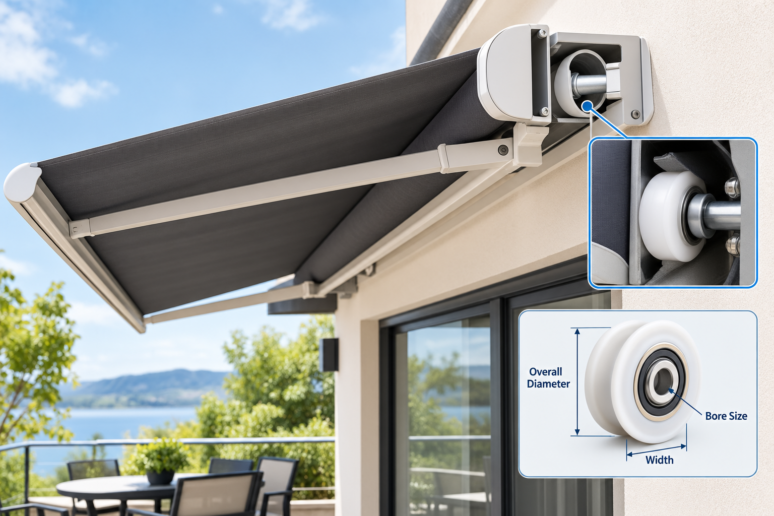 AwningRollerDimensionsandInstallationFitGuide10-5 Awning Roller Dimensions and Installation Fit Guide