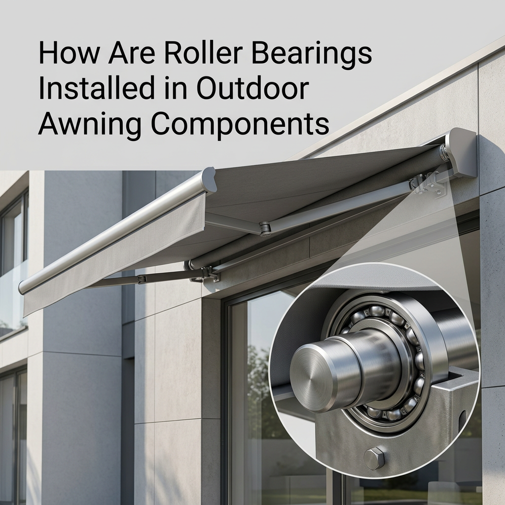 Roller bearing installed in an outdoor awning component
